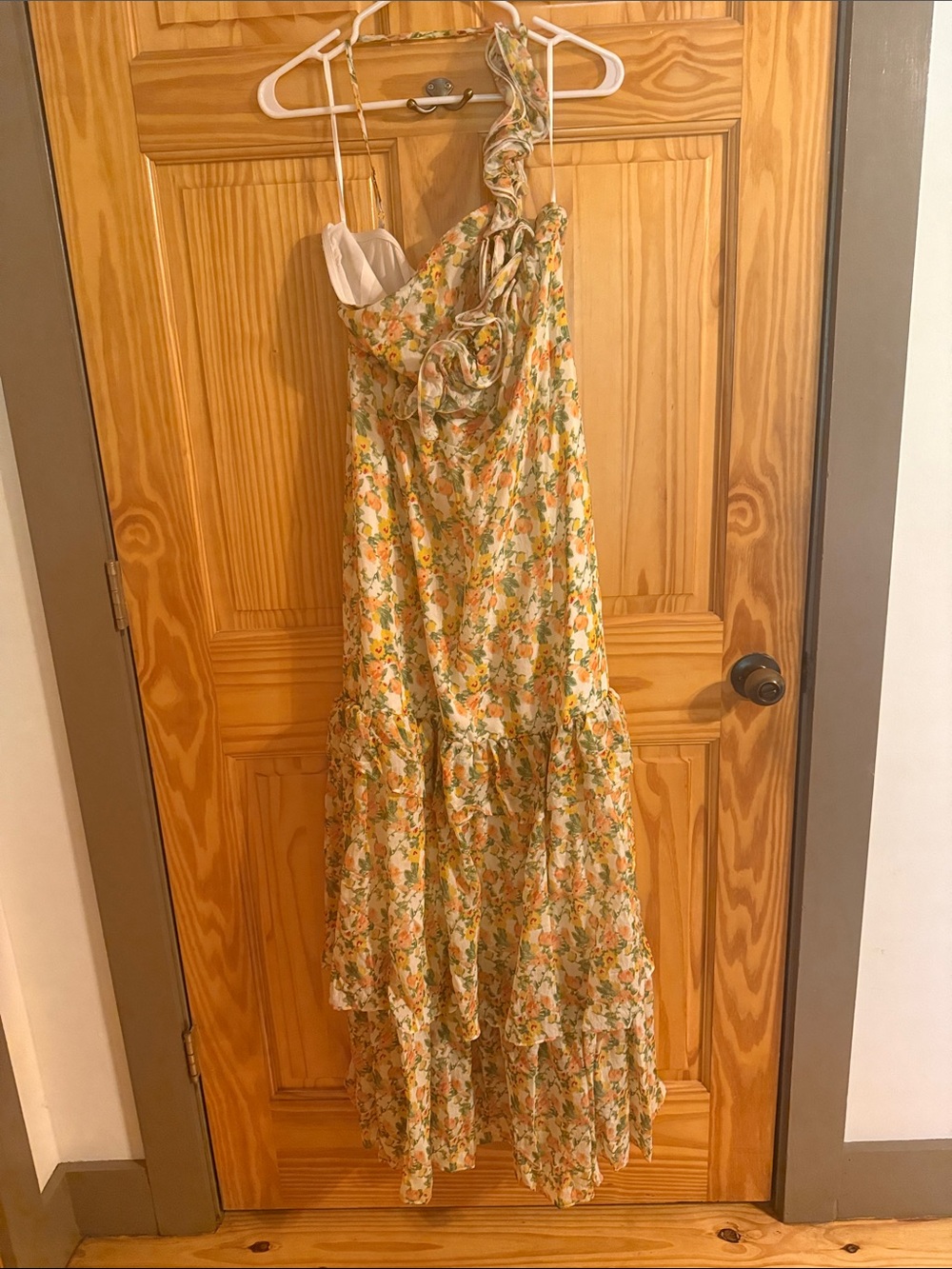 Hello Molly Yellow Floral Maxi Dress with Orange & Green Accents